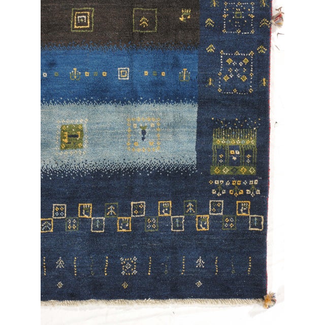 Vintage Hand-Knotted Persian Gabbeh Rug 6'7" X 7'8" For Sale - Image 4 of 5