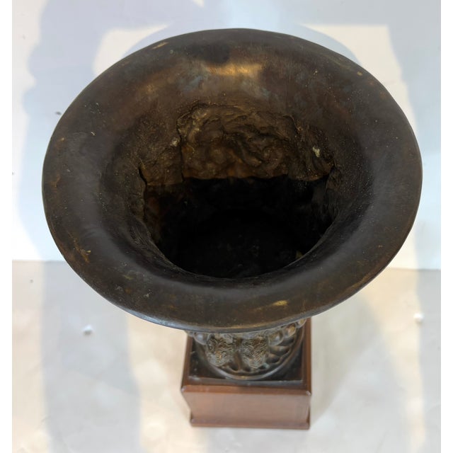 Neoclassical Maitland-Smith Neoclassical Style Bronze Urn on Lather Base For Sale - Image 3 of 7