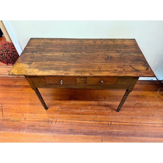 19th Century Early American Primitive Pine Tavern or Huntboard Table For Sale - Image 13 of 14