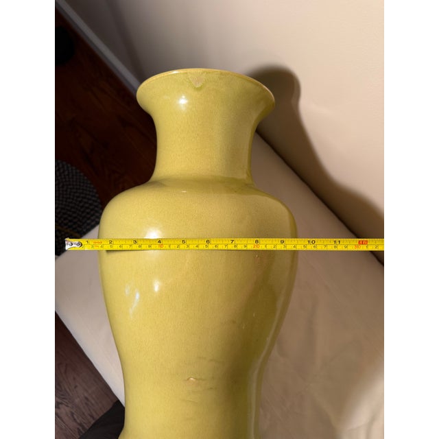 Large Contemporary Emissary Home & Garden Chartreuse Yellow-Green Glazed Ceramic Baluster Vase - 20" H For Sale - Image 4 of 5