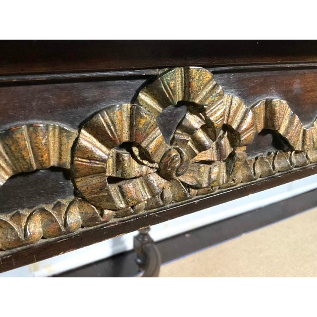 Antique Oval Mahogany Writing Desk With Leather Top For Sale In New York - Image 6 of 7