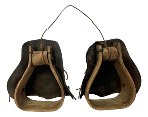1880s Antique Western Horse Saddle Tapaderos Stirrups - a Pair