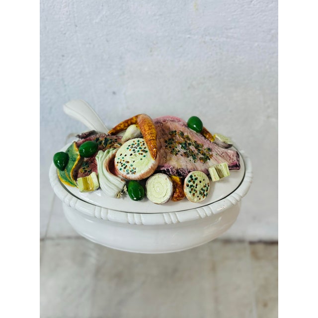 Ceramic Vintage Italian Magelica Soup Tureen For Sale - Image 7 of 7