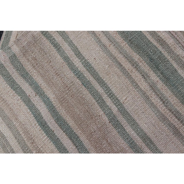 Vintage Turkish Kilim Rug With Vertical Pastel Stripes in Sage, Blush, and Sand For Sale - Image 11 of 11
