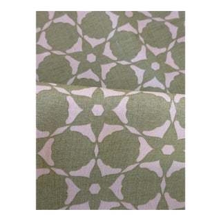 Vanderhurd Flower Cut Out Handprinted on Baltic Linen Fabric 4 5/8 Yards For Sale