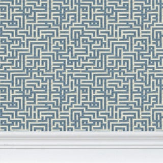 Bronte Ribbon Maze Traditional Wallpaper – Indigo Blue 3 Yard Roll For Sale
