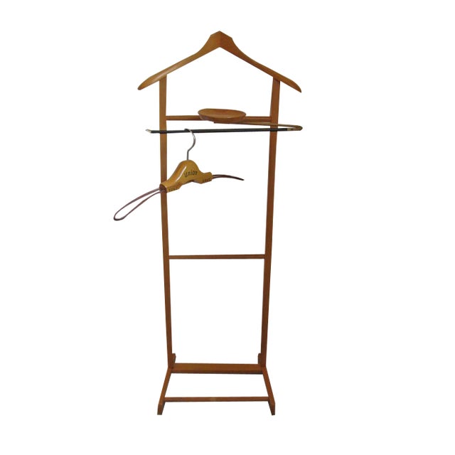 Vintage Beech Valet & Coat Hanger from Union, 1950s, Set of 2 For Sale