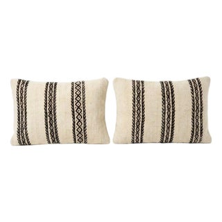 Striped Kilim Lumbar Pillow Cover 14'' X 20'' - Set of Two For Sale