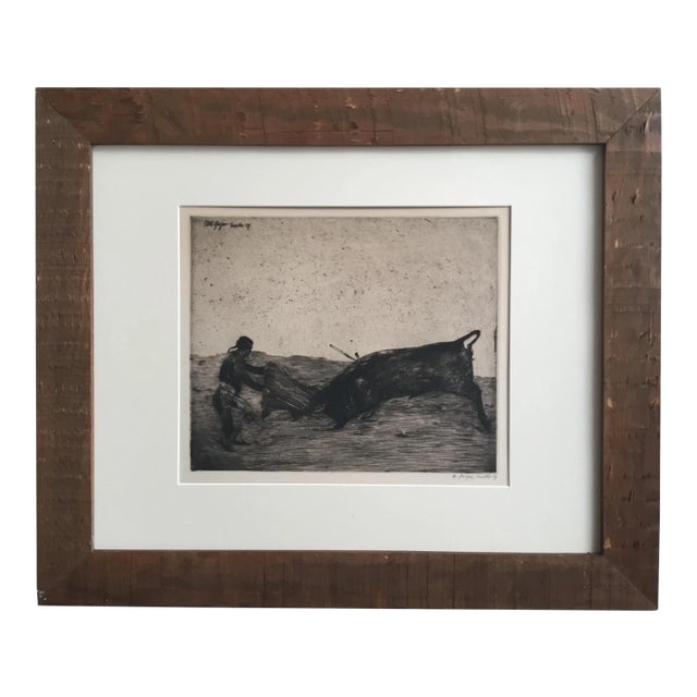 Antique Original Bullfight Etching For Sale