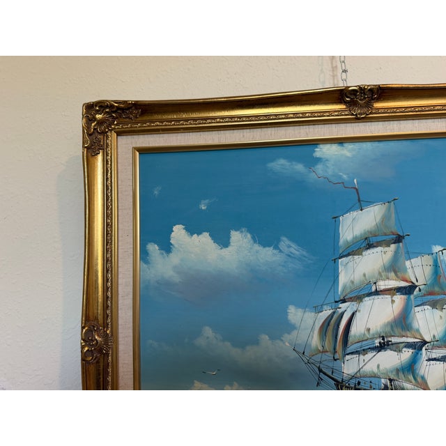 K. Dossi Oil Painting Sailing Ship Seascape Signed Maritime Art Ocean Nautical For Sale In Jacksonville, FL - Image 6 of 13