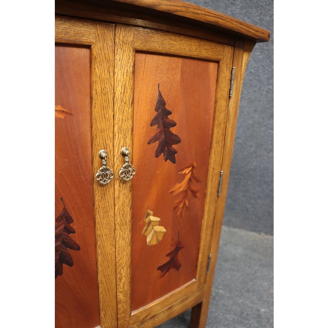 Mission Arts & Crafts Style Quarter-Sawn Oak Media Cabinet With Emile Gallé Inspired Marquetry Inlay For Sale - Image 11 of 15