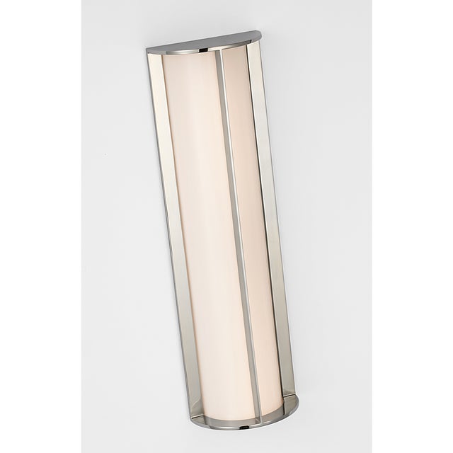 Silver Barbara Barry for Visual Comfort Signature Phinn 18" Linear Bath Sconce in Polished Nickel with White Glass For Sale - Image 8 of 10