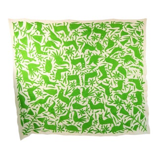 Wild Animals Green Embroidered Tapestry For Sale