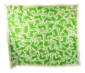 Wild Animals Green Embroidered Tapestry