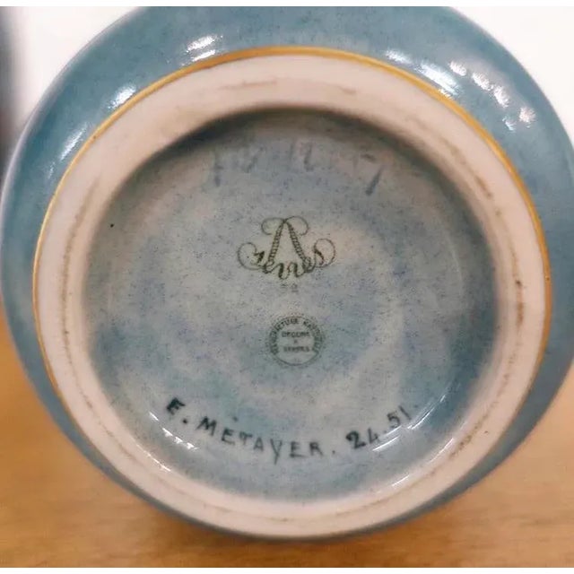 Contemporary 1950s Vintage Sevres and Decorated by E. Metayer Vases- a Pair For Sale - Image 3 of 8