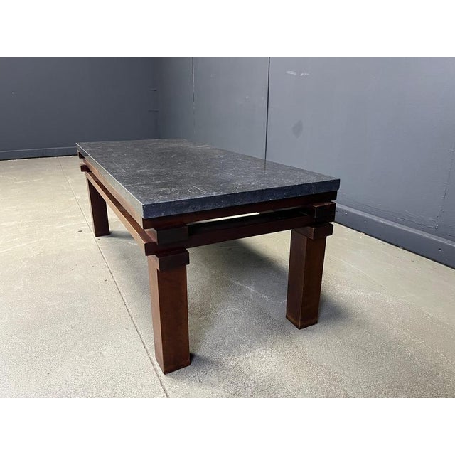 Vintage Belgian Stone and Wooden Coffee Table, 1970s For Sale - Image 9 of 11