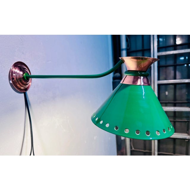 Perfectly restored 1960s copper and brass wall lamp European Plug (up to 250V).The wiring of this item may be original and...