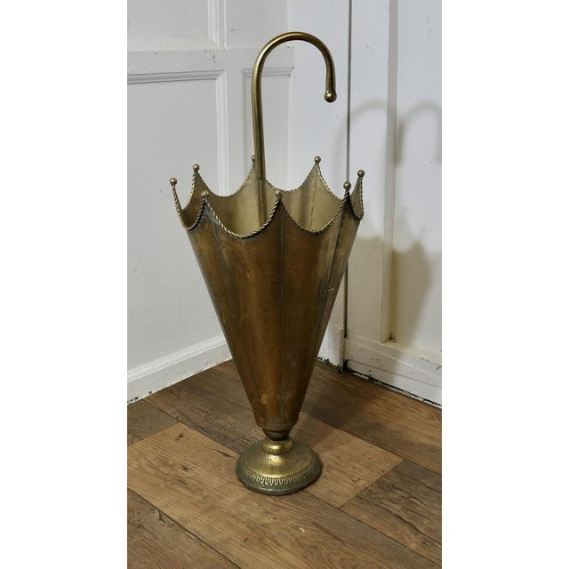 Brass Umbrella-Shaped Umbrella Stand, 1920s For Sale - Image 6 of 7