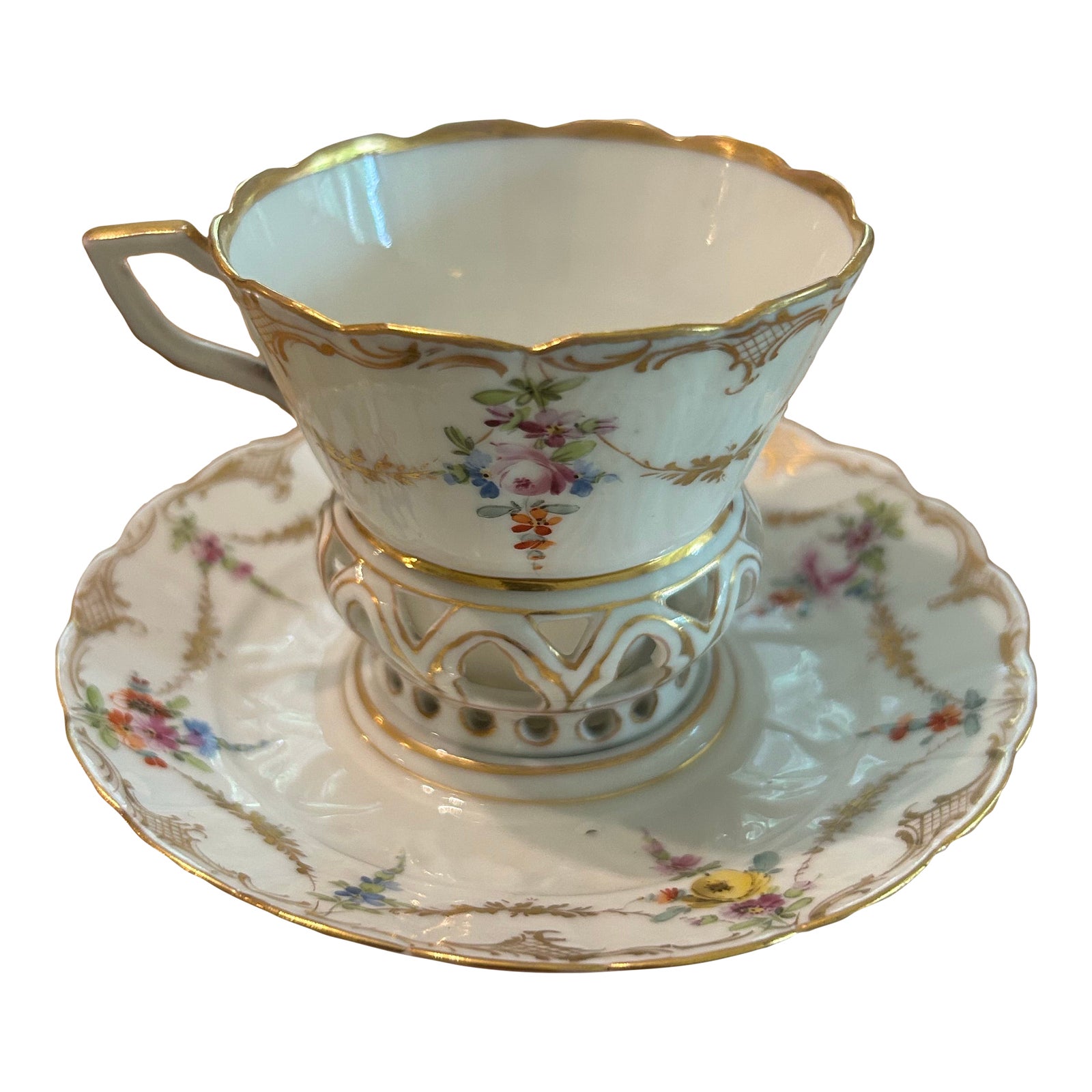 Antique Karl Richard Klemm Dresden Trembleuse Chocolate Cup & Saucer ...