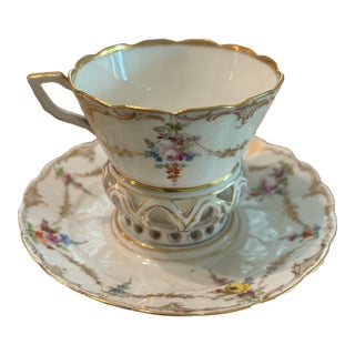 Antique Karl Richard Klemm Dresden Trembleuse Chocolate Cup & Saucer For Sale