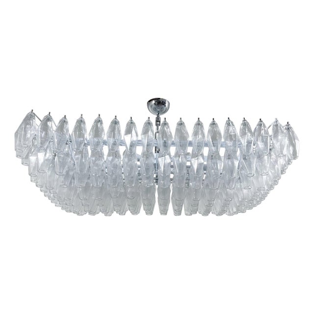 21st Century Rectangular Clear Murano Poliedri Chandelier or Flush Mount by Fabio LTD For Sale