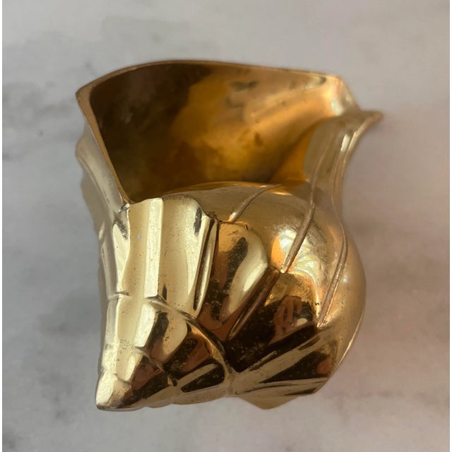 Brass Vintage Large Brass Seashell For Sale - Image 8 of 11