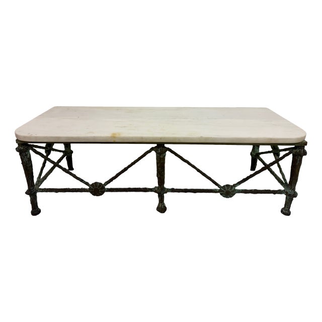 Bronze and Marble Wall-Mounted Console in the style of Giacometti, 1960s For Sale