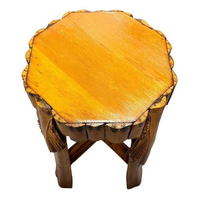 Wood 1950s Restored Mid-Century Hawaiian Split Bamboo Side Drinks Table W/ Koa Wood Top For Sale - Image 7 of 9