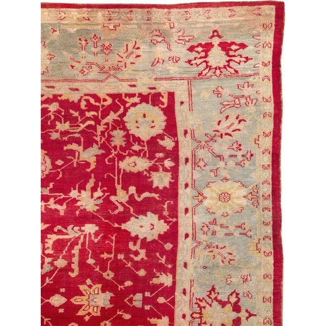 Rustic Galerie Shabab Collection Early 20th Century Handmade Turkish Oushak Room Size Carpet in Red and Grey For Sale - Image 3 of 10