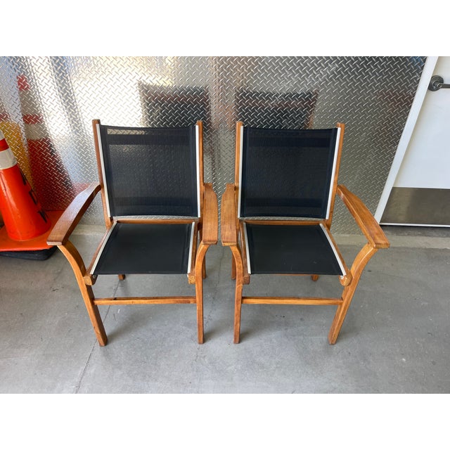 Brown Vintage Teak Sling Patio Arm Chairs for Robb & Stucky, a Pair For Sale - Image 8 of 14