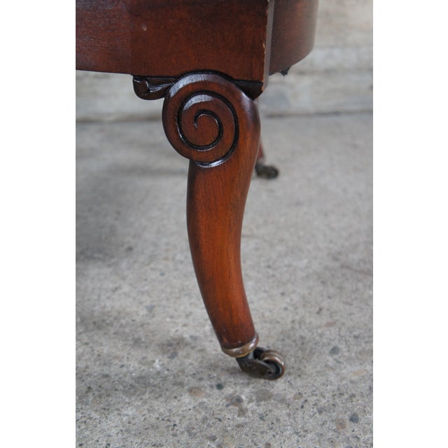 Late 20th Century Henredon Mahogany Distressed Leather French Empire Regency Club Lounge Armchair For Sale - Image 11 of 12