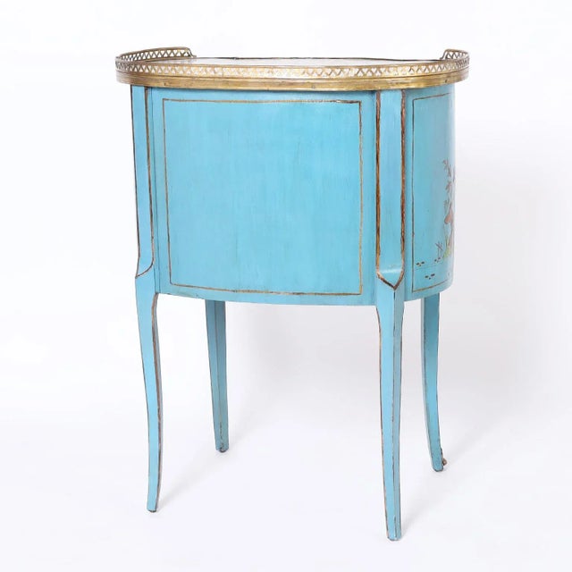 Antique French Louis XV Style Marble Top Stand With Chinoiserie For Sale - Image 4 of 11