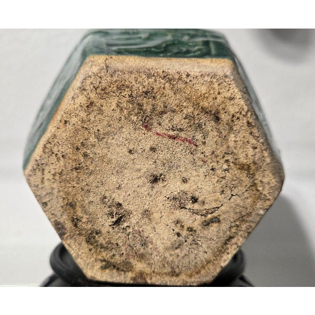 Early 20th Century Antique Chinese Hexagon Ginger Jar: Jade Green Glazed Shiwan Pottery For Sale - Image 5 of 5