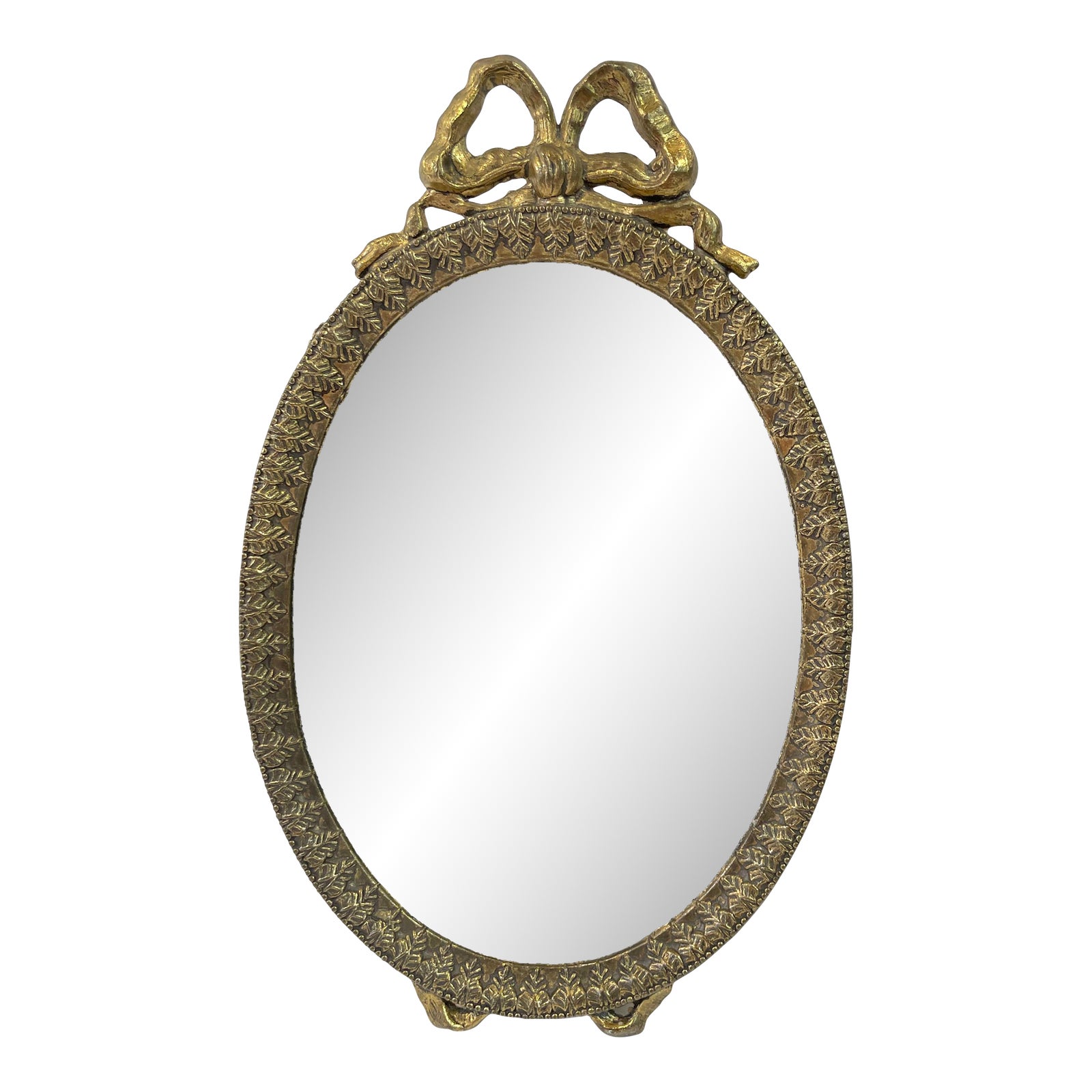 Vintage Brass Oval Picture Frame With Ribbon and Bow Design Chairish