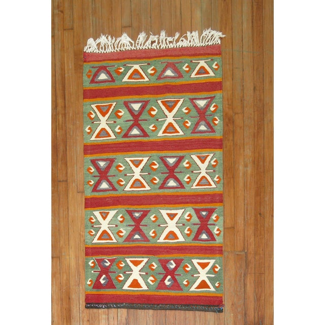 Mid-Century Modern Rustic Turkish Kilim For Sale - Image 3 of 5