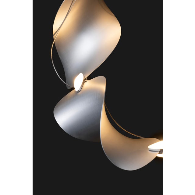 Dune 16 Cluster Chandelier with Silver Anodized Shades by Daniel Becker for Moss Objects For Sale - Image 4 of 11