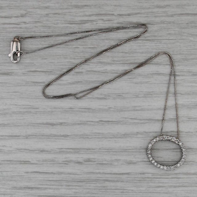 0.45ctw Diamond Eternity Oval Pendant Necklace 14k White Gold 18.75" Box Chain For Sale In Greensboro - Image 6 of 6