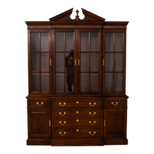 1980s Stickley Mahogany 4 Door Breakfront Bookcase Cabinet