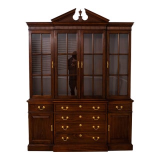 Stickley Mahogany 4 Door Breakfront Bookcase Cabinet For Sale