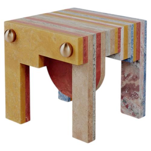 Architectural Layered Marble Stone Strata Stool by Esther Knopfler For Sale - Image 12 of 12