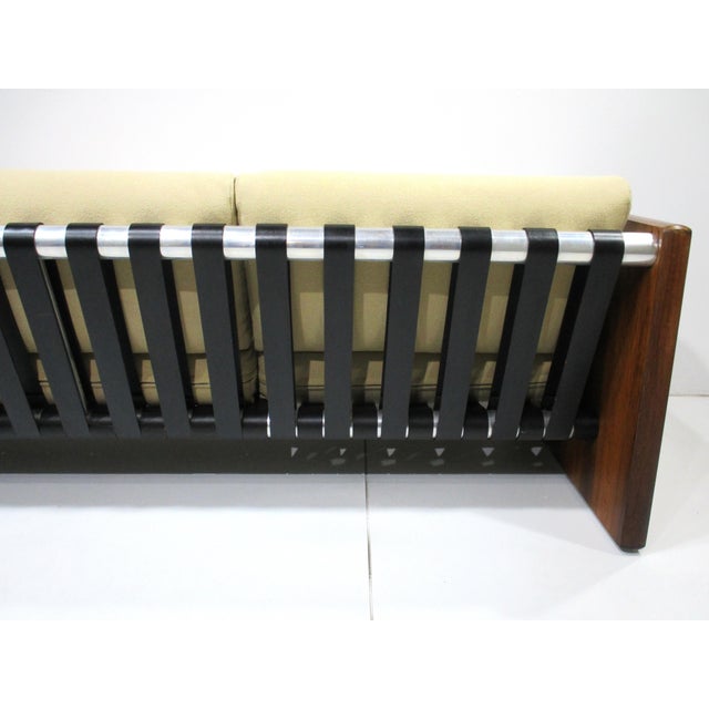 Selig Rosewood Leather Strap Sofa For Sale - Image 10 of 13