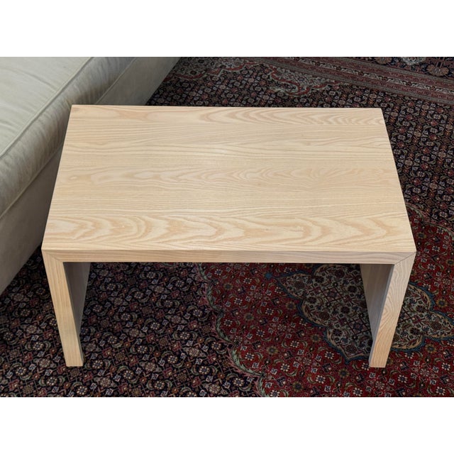 Modern Organic Modern Bleached Oak Wood Side Table For Sale - Image 3 of 12