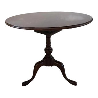 Queen Anne Style Mahogany Pedestal Tilt Top Tea Table For Sale
