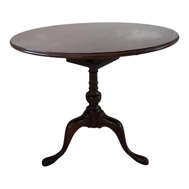 Queen Anne Style Mahogany Pedestal Tilt Top Tea Table For Sale