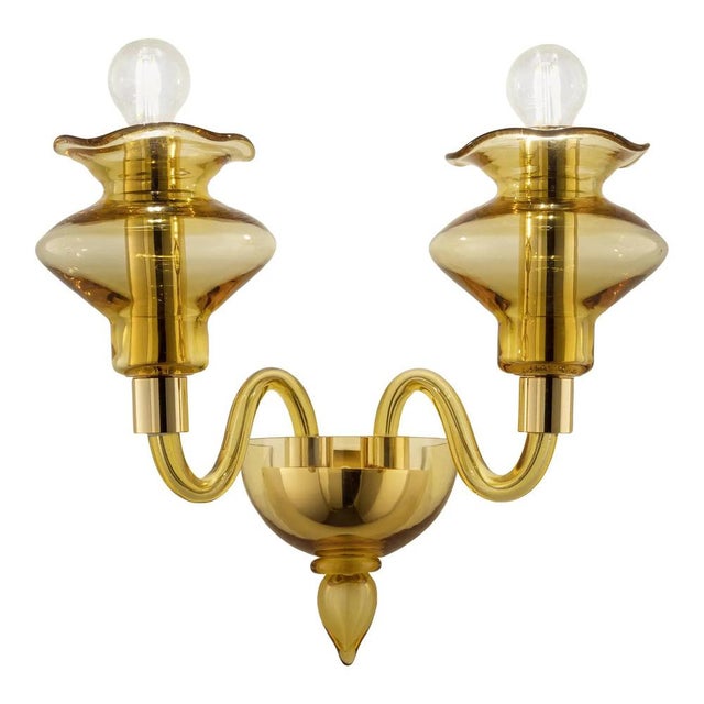 Early 21st Century Amber Murano Glass Sconce with Linear Design by Simoeng for Simoeng For Sale - Image 5 of 5