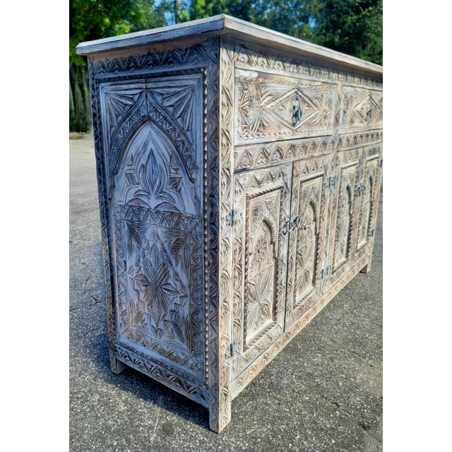 White Wash Handmade Moroccan Berber‑Style Wooden Sideboard For Sale - Image 9 of 9