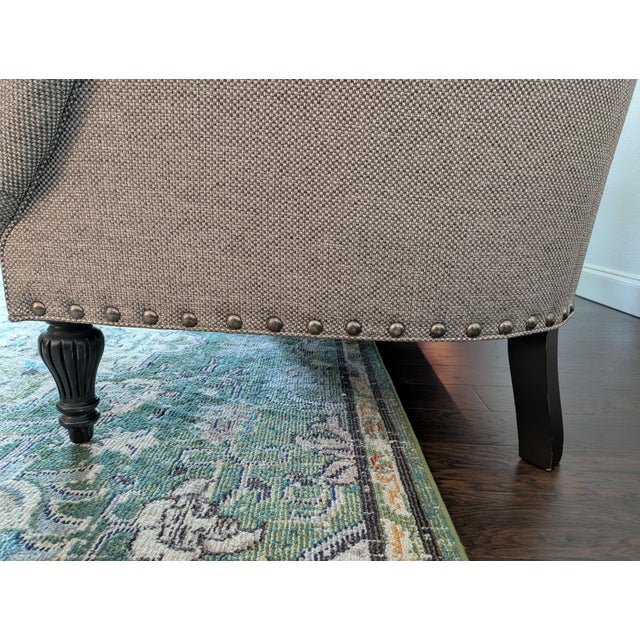 Custom Tufted Designer Sofa in Duralee C&c Pewter Upholstery For Sale In San Antonio - Image 6 of 18