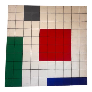 1988 Abstract Geometric Grid Painting, De Stijl / Mondrian Style For Sale
