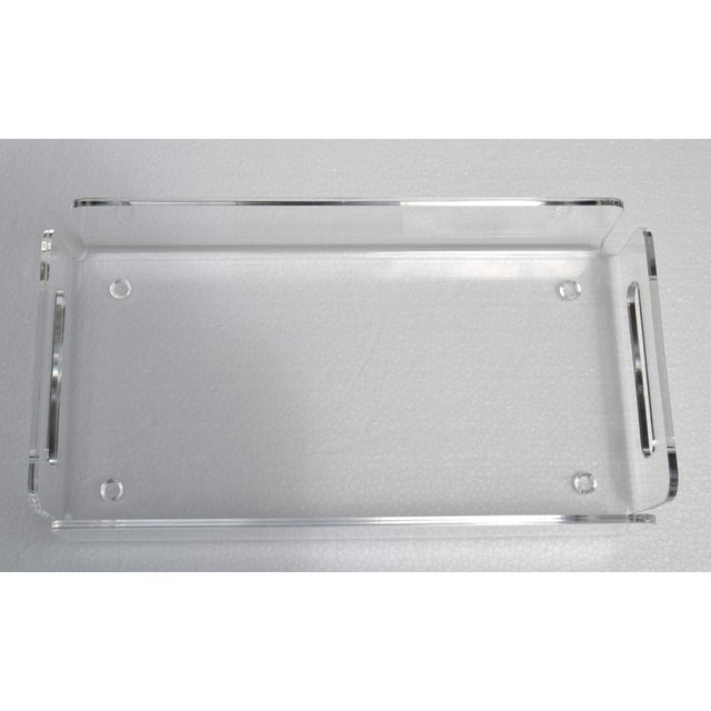 1980s Dorothy Thorpe Style Sculptural Rectangle Clear Lucite Serving Tray For Sale - Image 10 of 15
