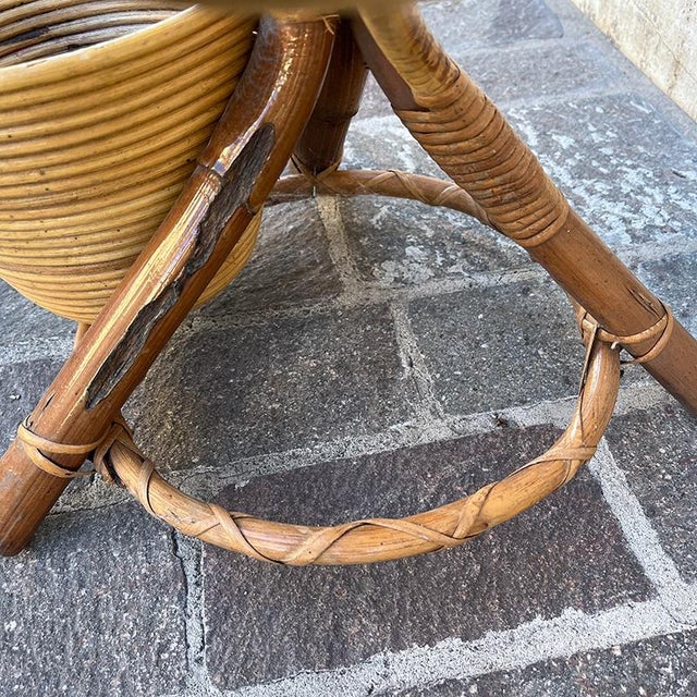 Bamboo and Rattan Plant Pot, Italy, 1950s For Sale - Image 15 of 16